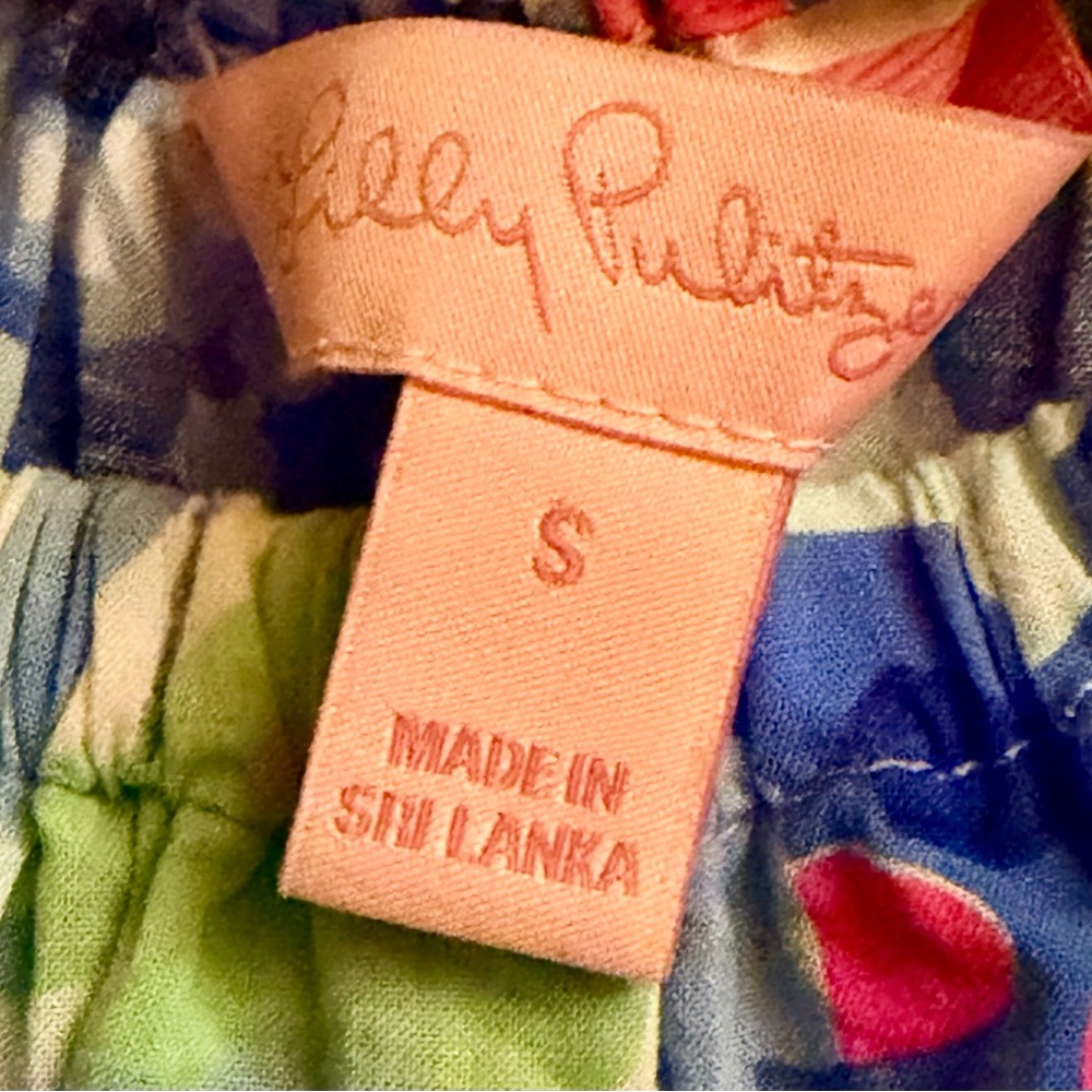 Lilly Pulitzer Blue Berri Pinch Off Shoulder Top Size S Ruffle Sleeve Blouse - Picture 6 of 7